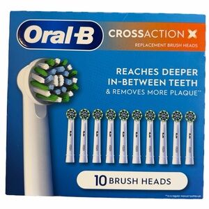 Oral-B CrossAction X Brush Heads (10) Genuine Sealed Replacement Pack